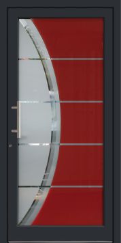 3-Stufen Satinierung mit Klarglasstreifen
und zweifarbiger Lackierung im Glaszwischenraum
Füllung RAL 3005 / 7037
Element RAL 7024